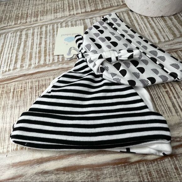 NEW!!! Cloud Island Three Pack Baby Beanies Black and White - Picture 2 of 5